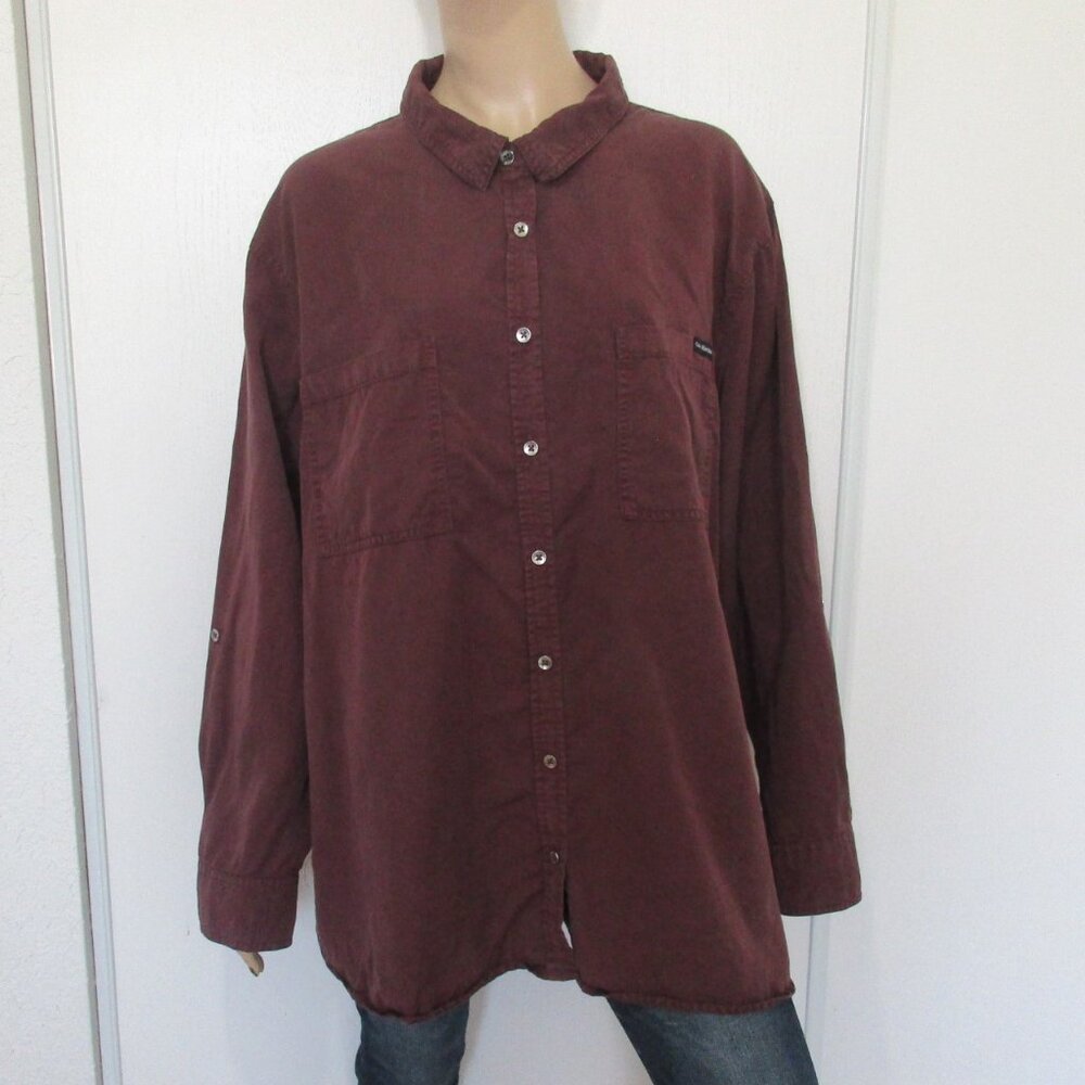 CALVIN KLEIN Shirt Size 3X Purple Long Sleeve Button Down
